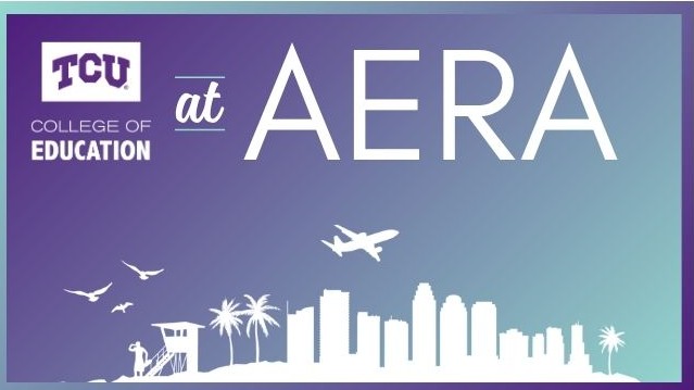 An illustration depicting the skyline of Los Angeles; above is the logo for the TCU College of Education and the words 