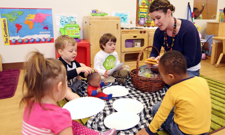 Teacher with students