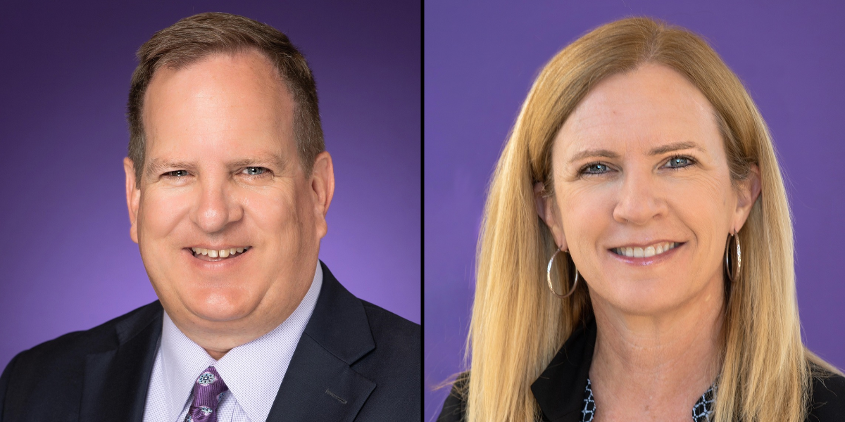 Headshots of Ashley Tull and Cynthia Savage against a purple background.