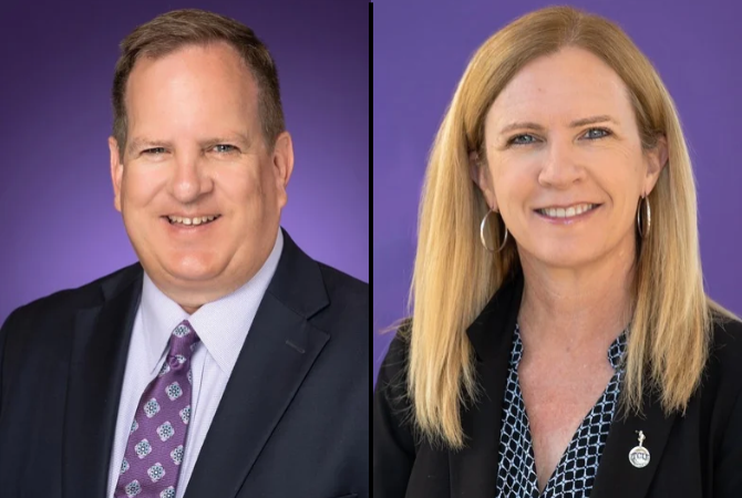 Headshots of Ashley Tull and Cynthia Savage against a purple background.