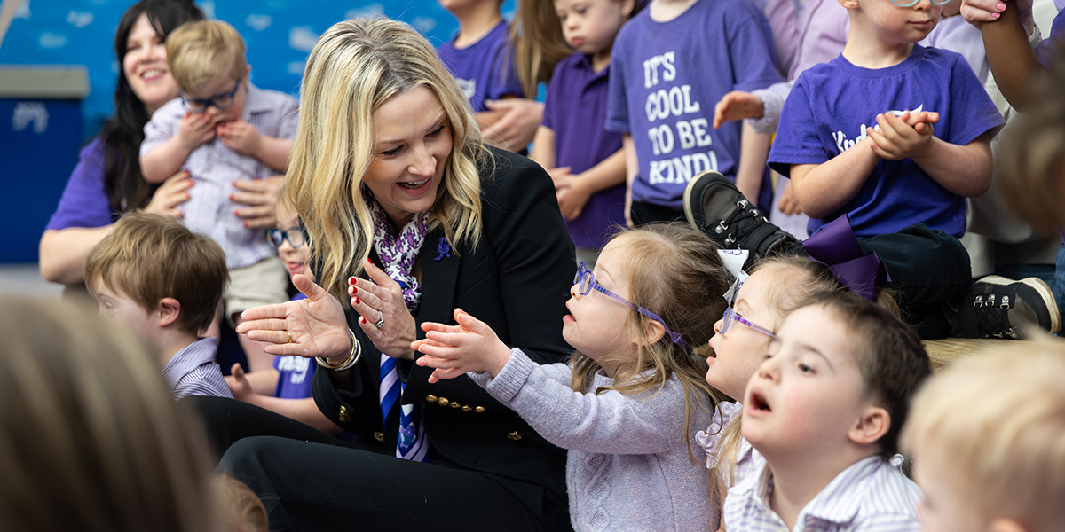 Mayor Mattie Parker with students at a lab school