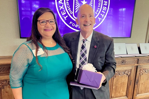 Cynthia Montes and Chancellor Boschini